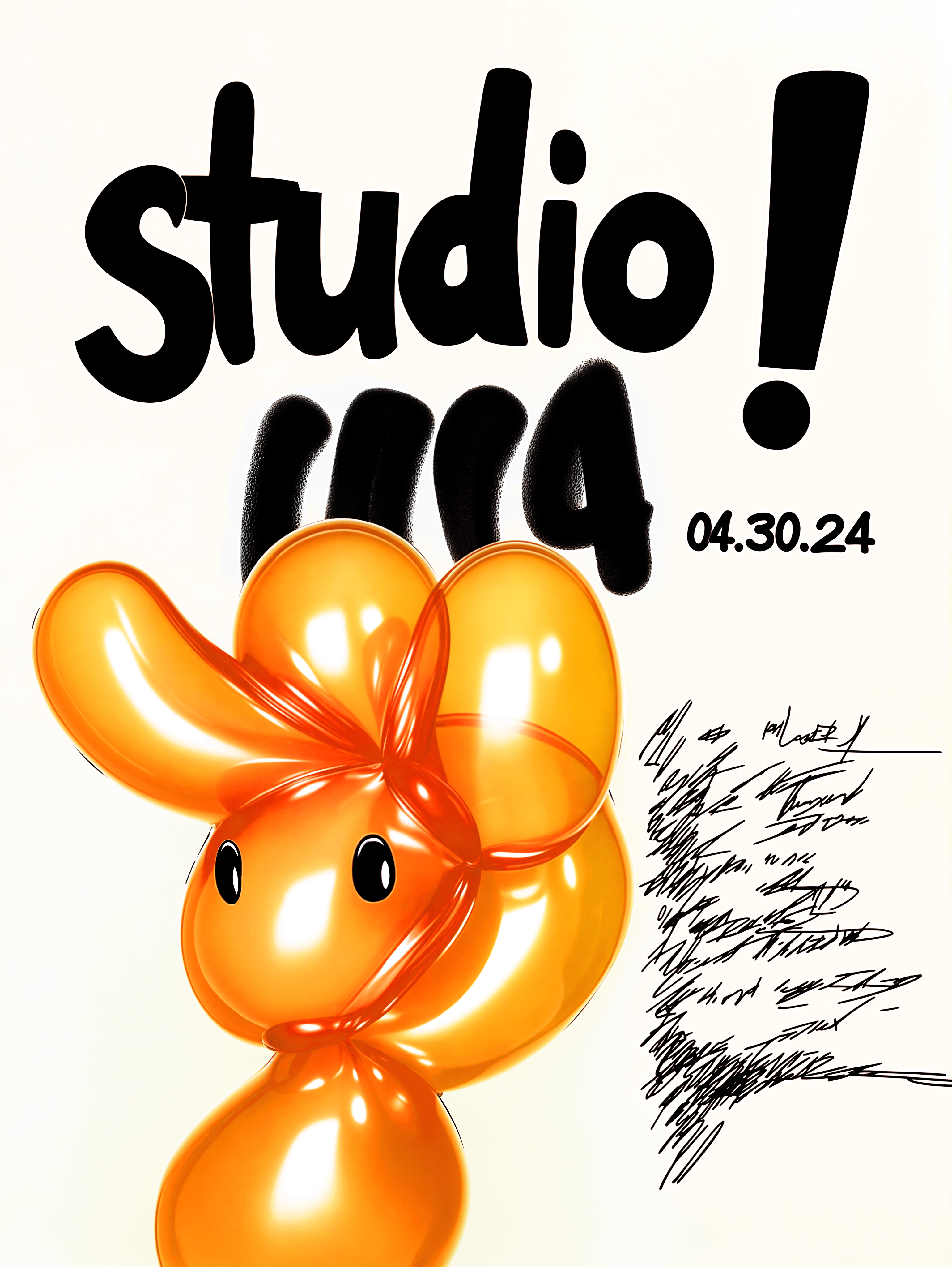 Studio Poster (Jeff Koons) Orange Rabbit